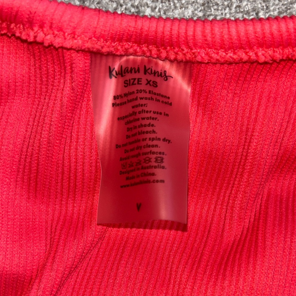 Kulani Kinis Ribbed Bikini Bottom - In Bright Red - Picture 3 of 3
